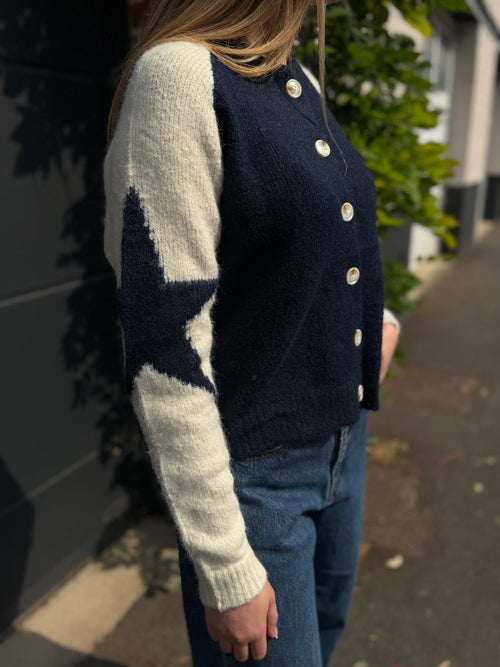 GILET STELLA MARINE/BLANC