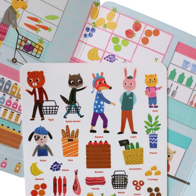Livre stickers repositionnables Mon petit marché