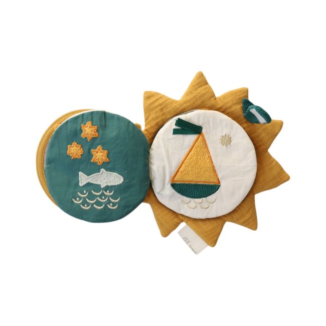 Livre d'éveil soleil et poisson jaune et vert