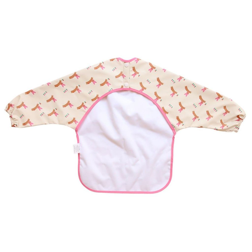 Bavoir tablier manches longues 1-3 ans Lapin rose