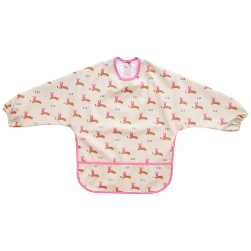 Bavoir tablier manches longues 1-3 ans Lapin rose