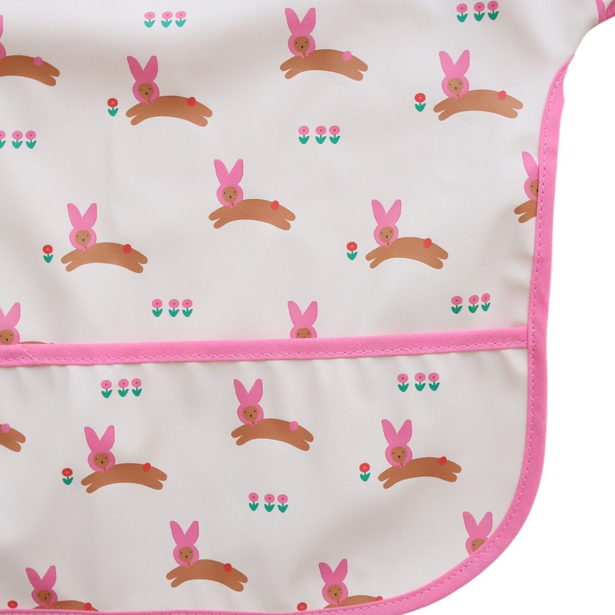 Bavoir tablier manches longues 1-3 ans Lapin rose