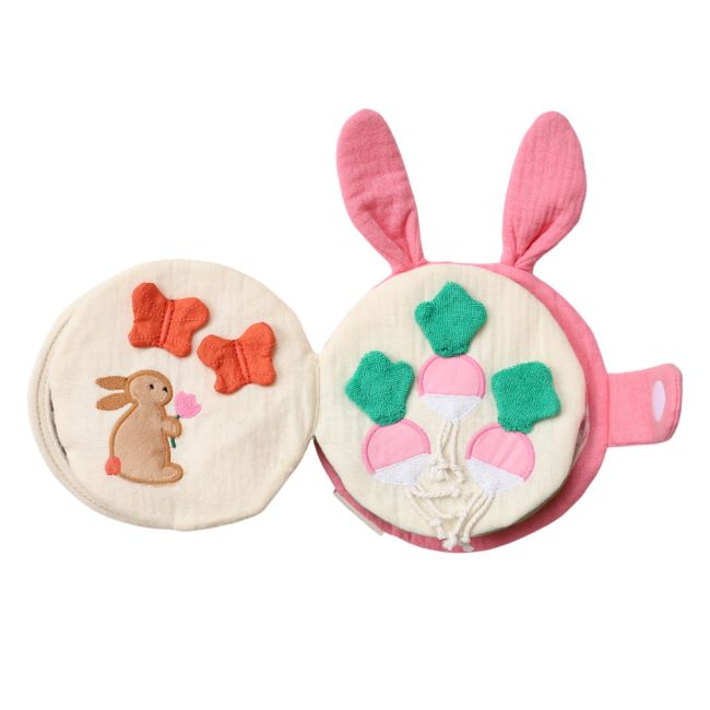 Livre d'éveil lapin rose