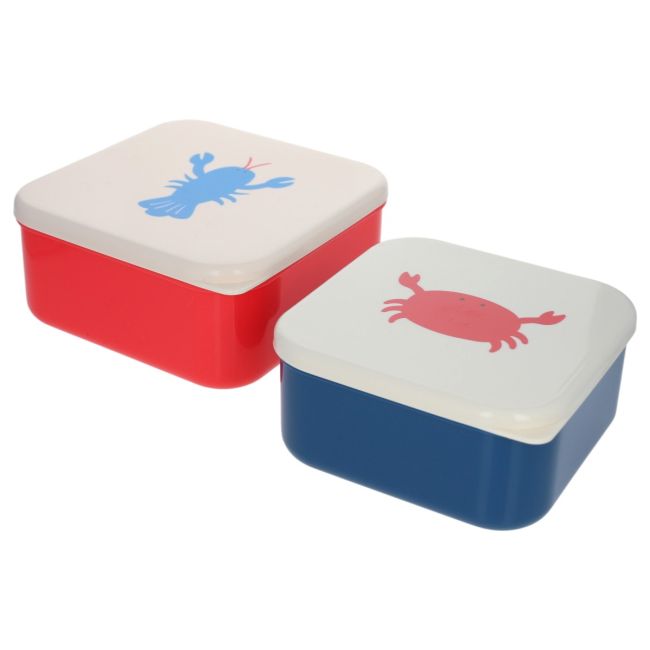 Lot de 2 boîtes à goûter crabe et homard