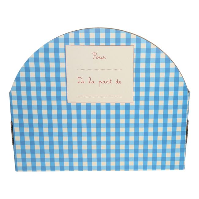 Coffret repas en mélamine vichy bleu - Vichy Chéri
