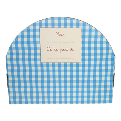 Coffret repas en mélamine vichy bleu - Vichy Chéri