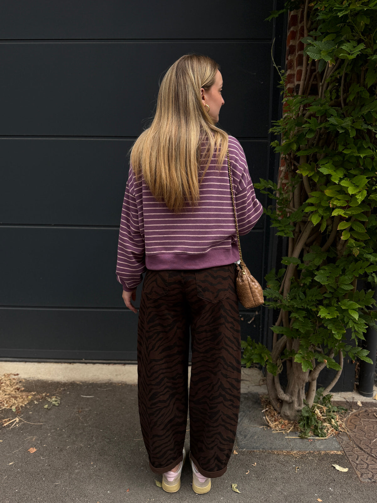 SWEAT-SHIRT ROMANE MAUVE/BLANC