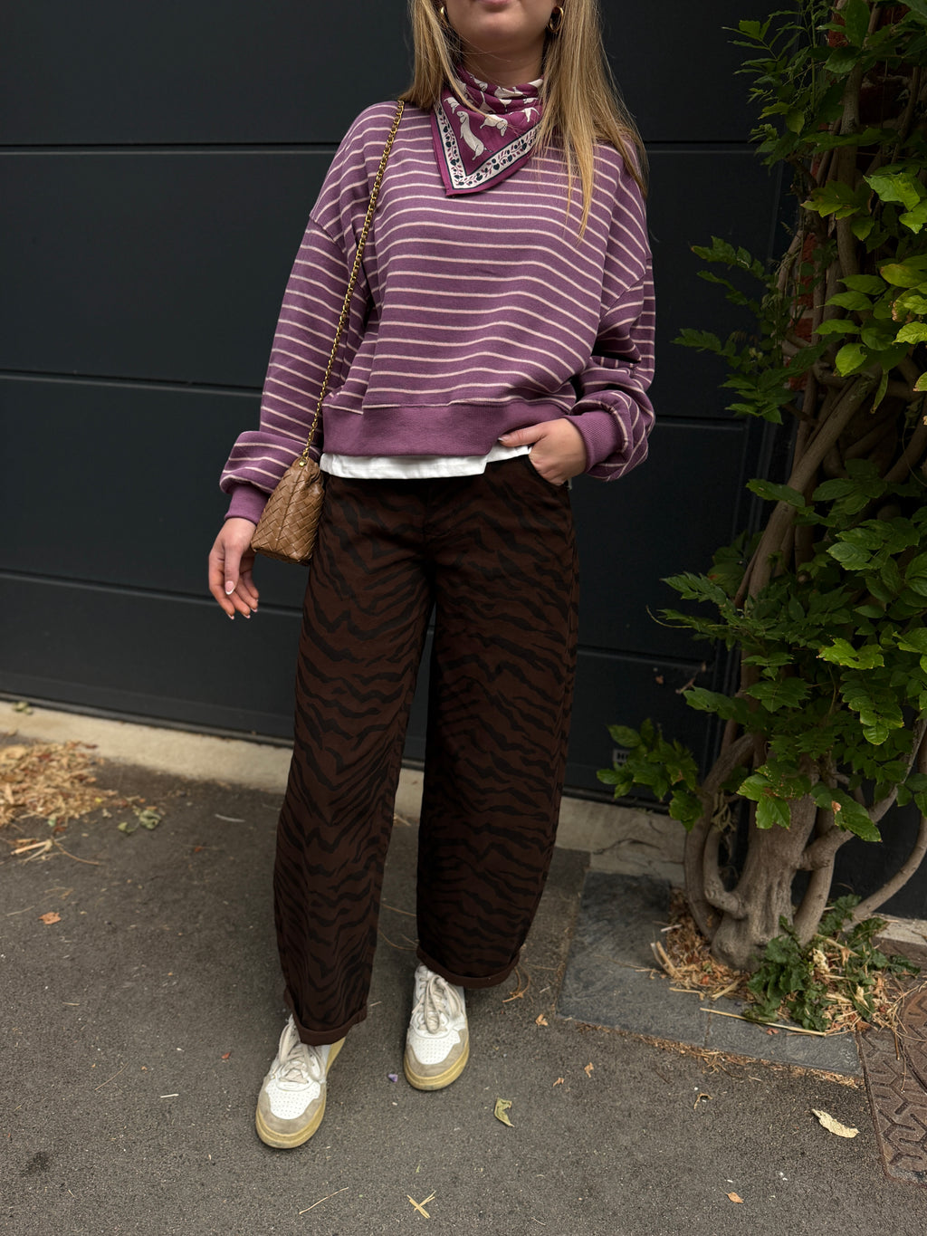 SWEAT-SHIRT ROMANE MAUVE/BLANC