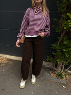 SWEAT-SHIRT ROMANE MAUVE/BLANC