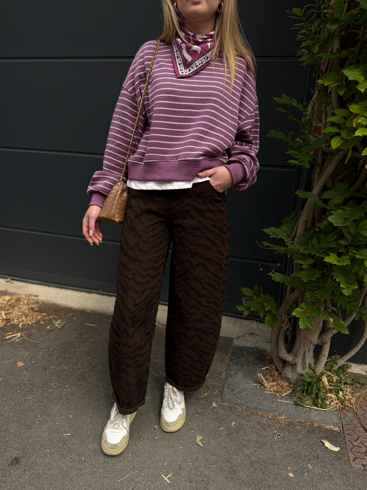 SWEAT-SHIRT ROMANE MAUVE/BLANC
