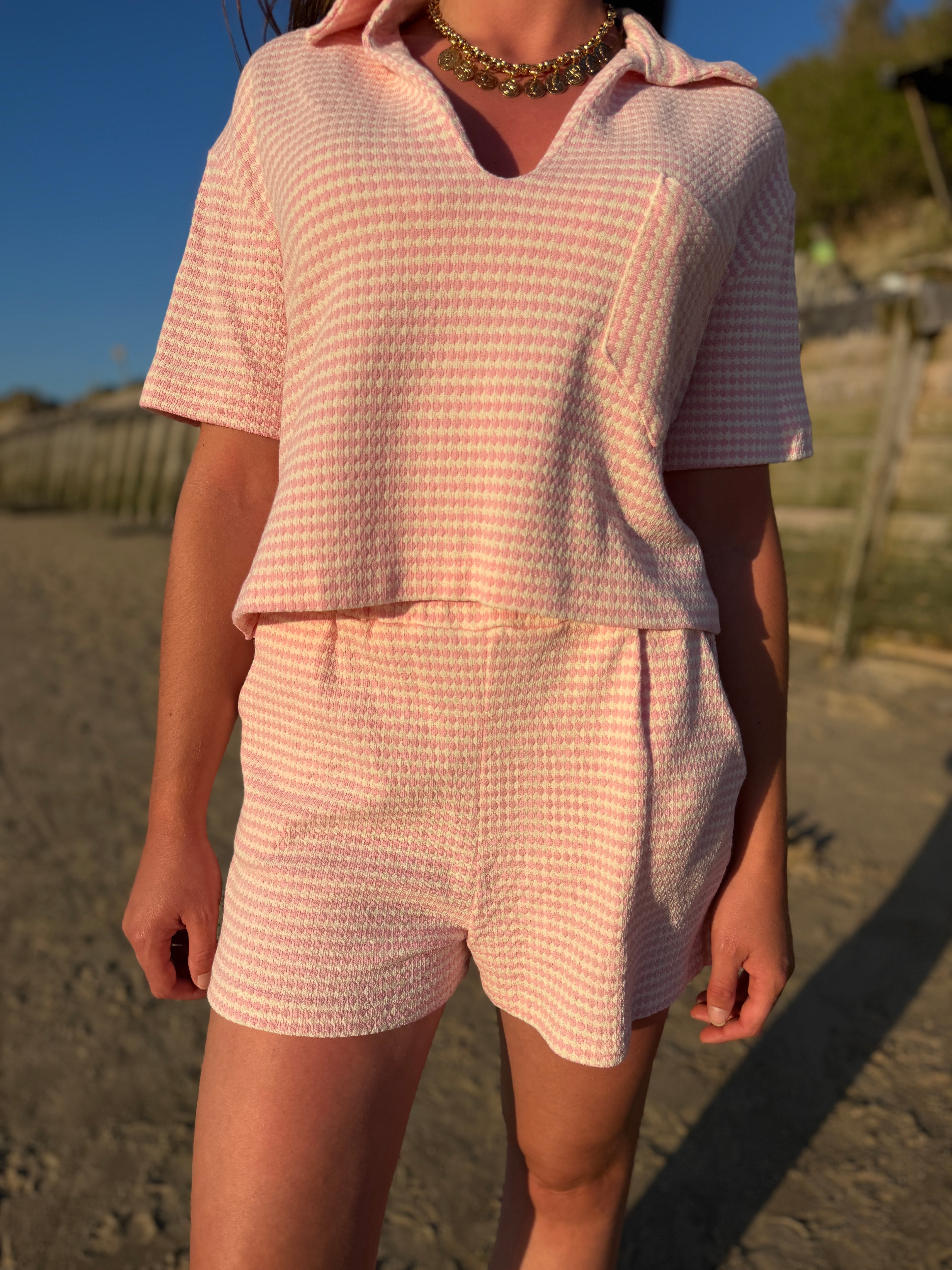 SHORT POLO ROSE