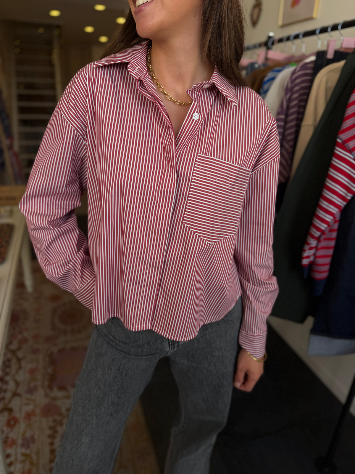 CHEMISE LOU ROUGE RAYURES BLANCHES