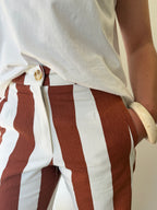 PANTALON MAX TERRACOTTA/BLANC