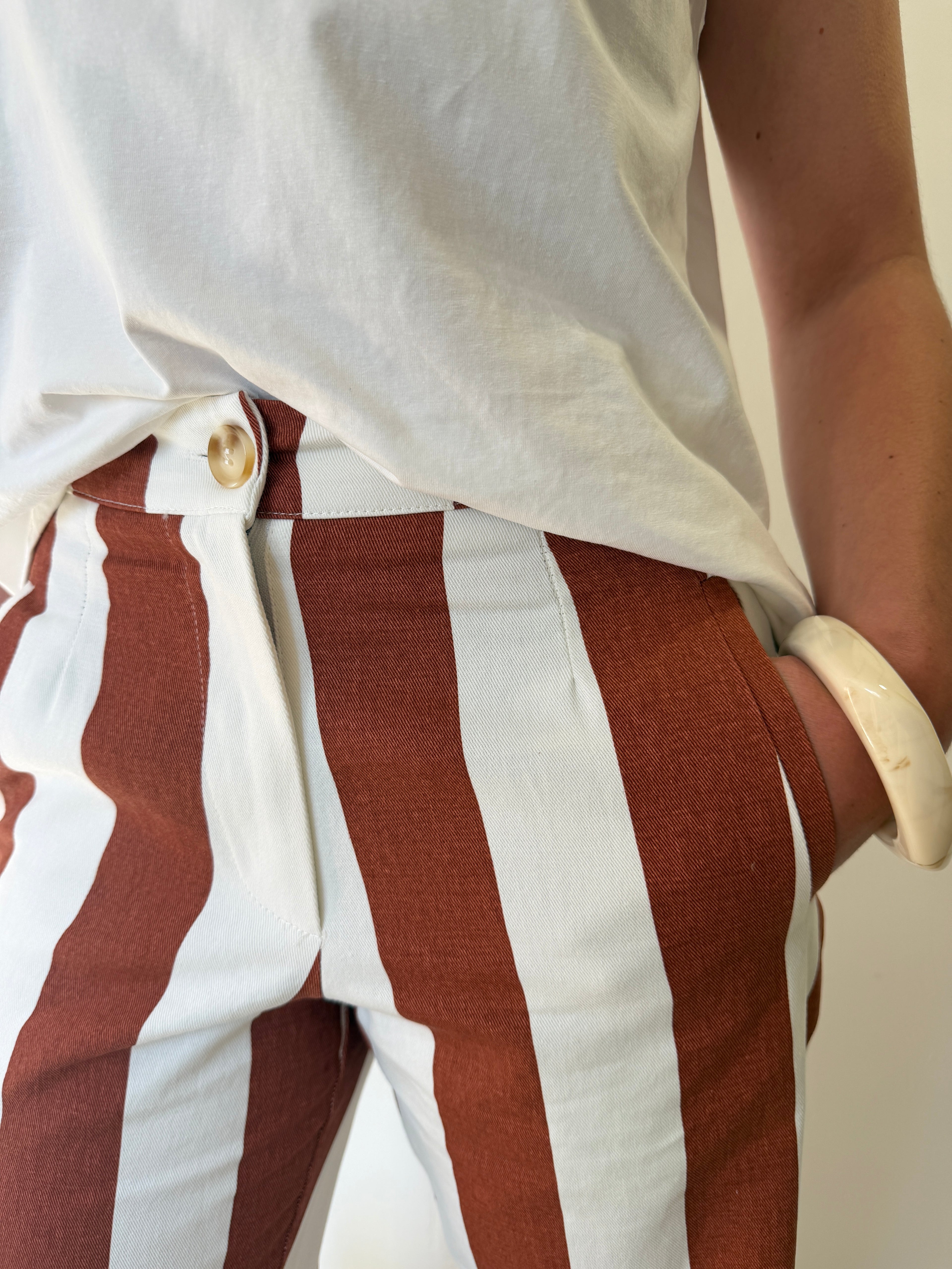 PANTALON MAX TERRACOTTA/BLANC
