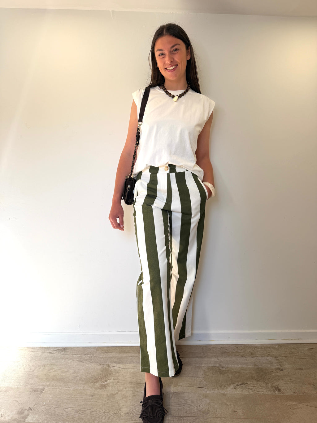 PANTALON MAX KAKI/BLANC