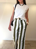 PANTALON MAX KAKI/BLANC