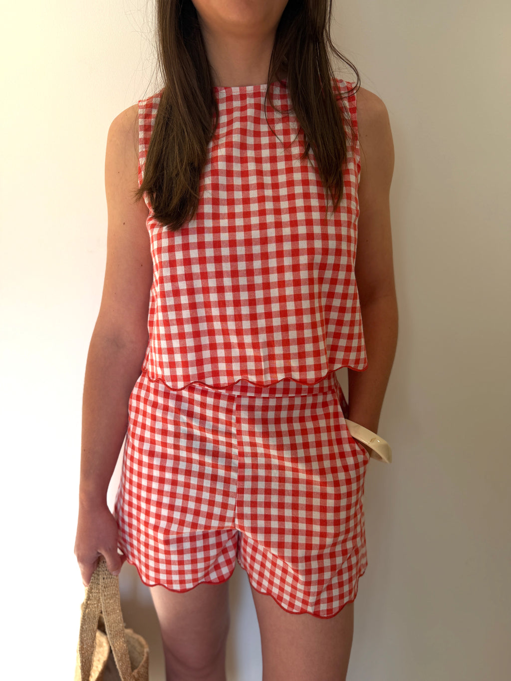 SHORT MAÉ VICHY/ROUGE