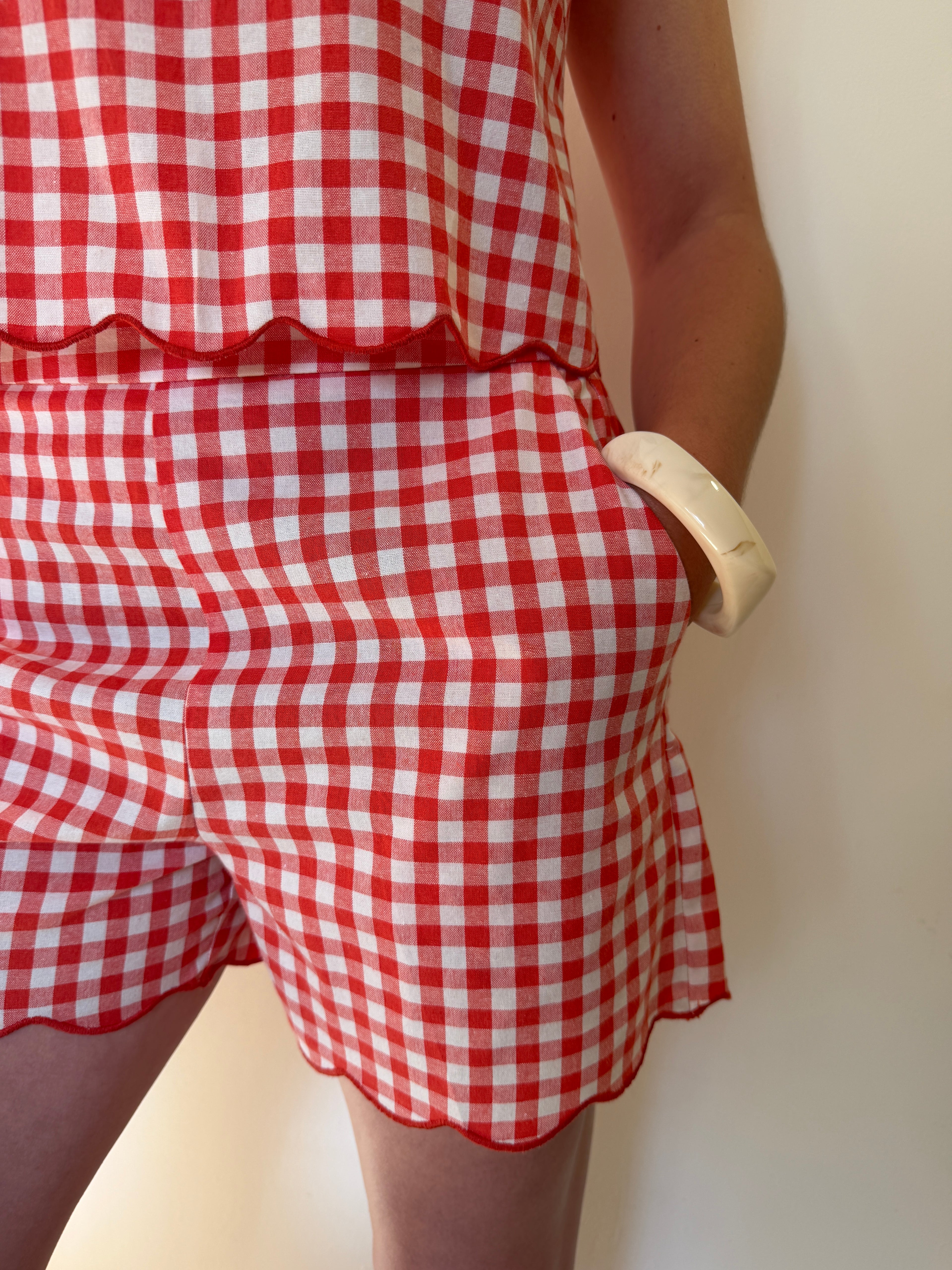 SHORT MAÉ VICHY/ROUGE