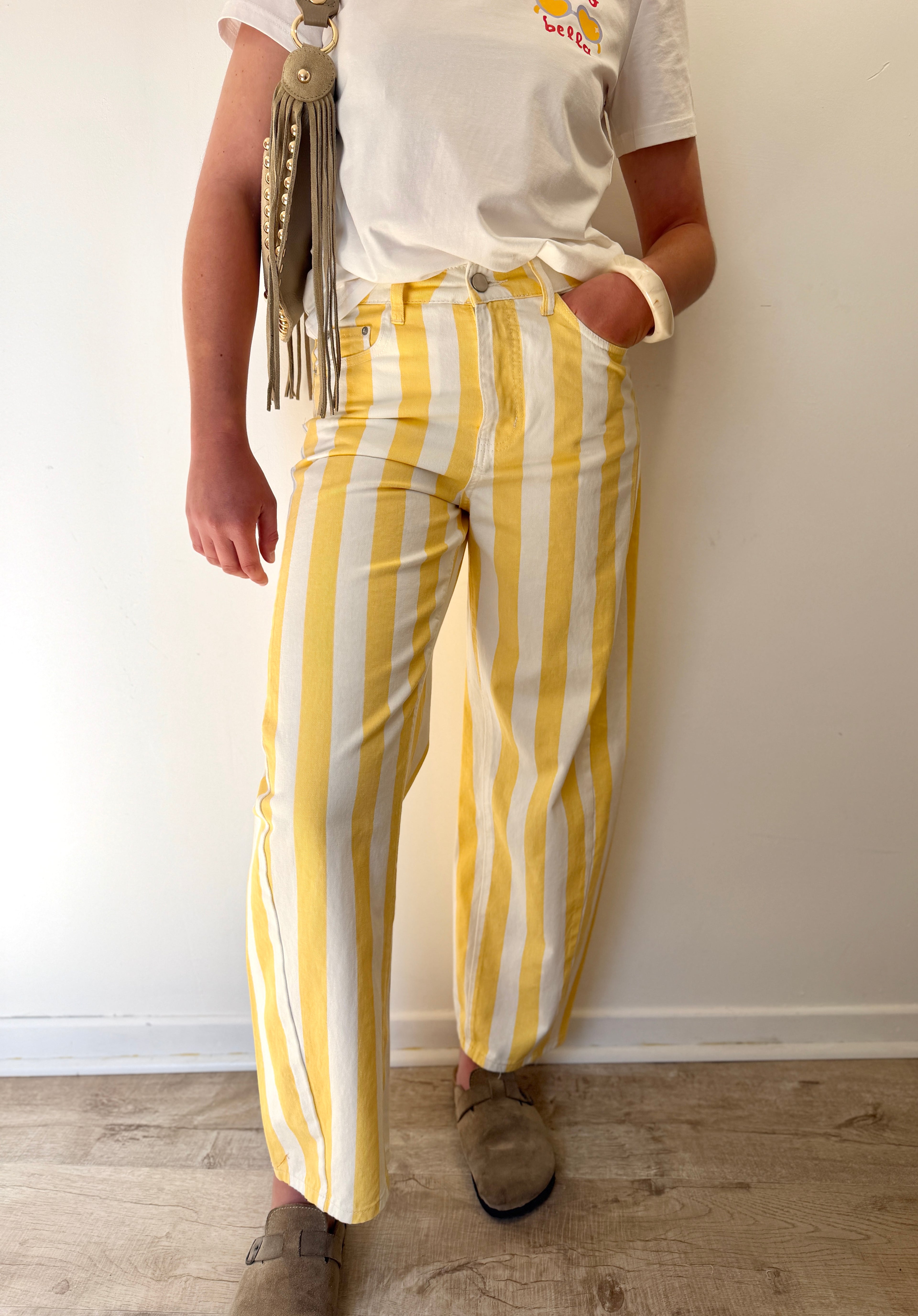 PANTALON ALEX BLANC/JAUNE