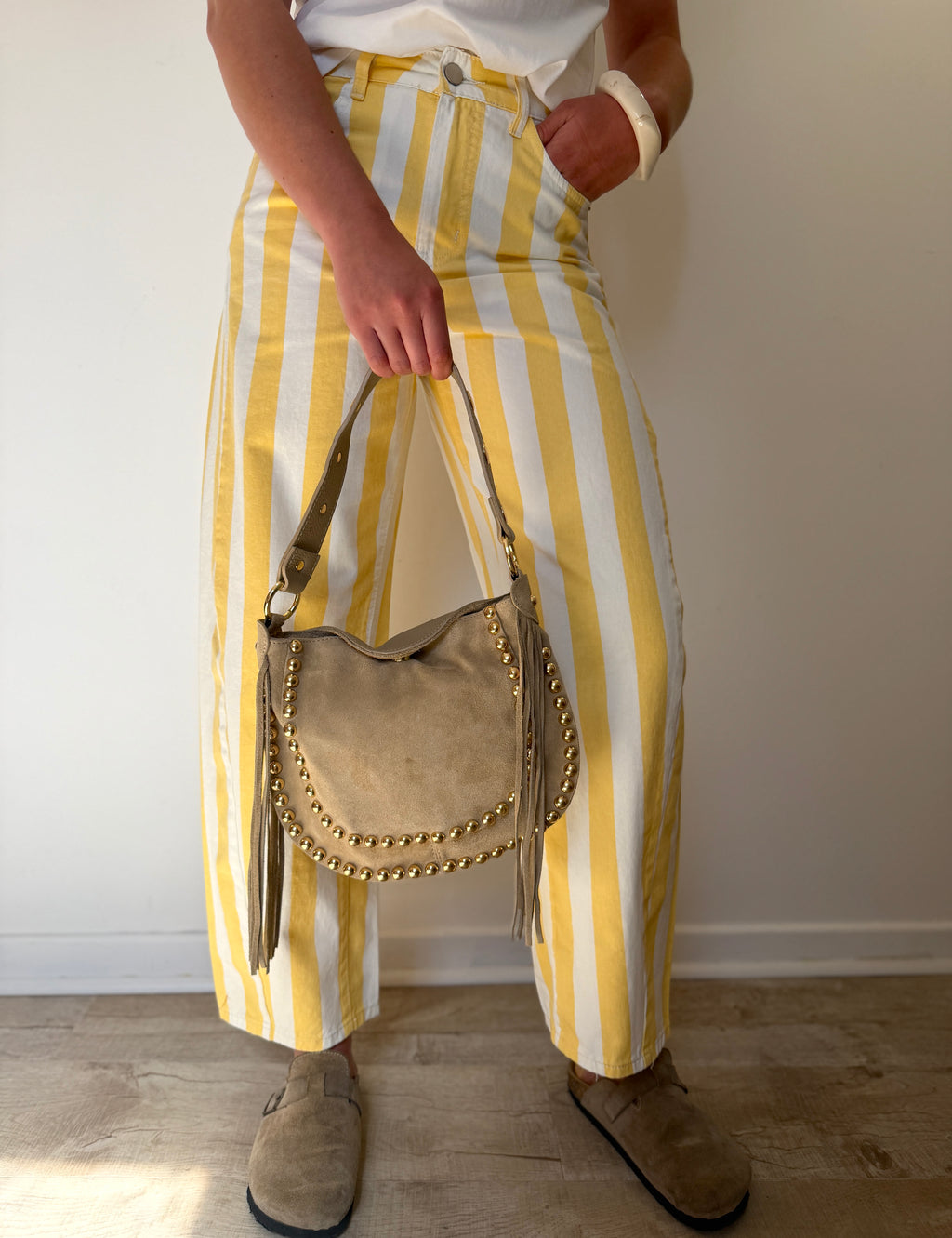 PANTALON ALEX BLANC/JAUNE