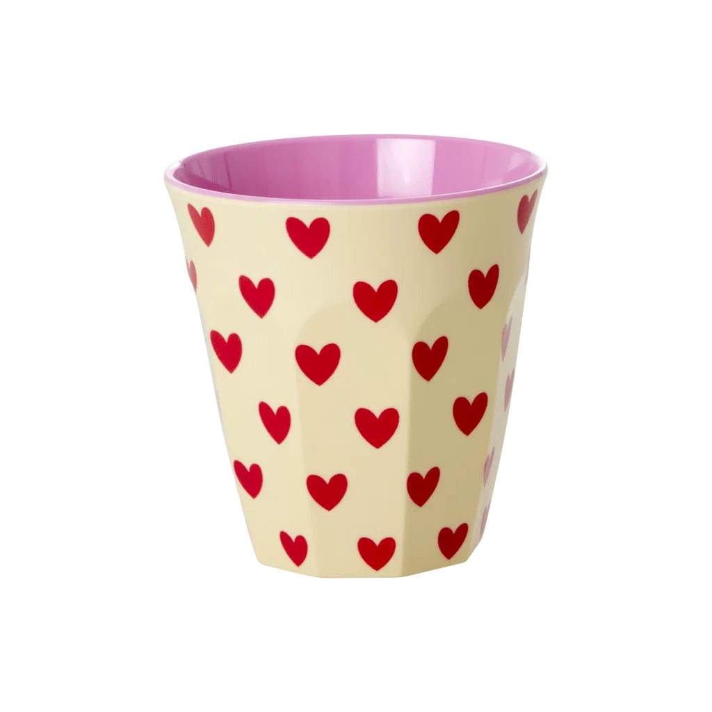 Médium Gobelet - Crème - Coeur rouge
