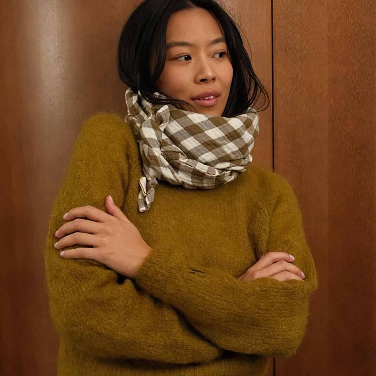FOULARD BIANCA VICHY NUTRIA